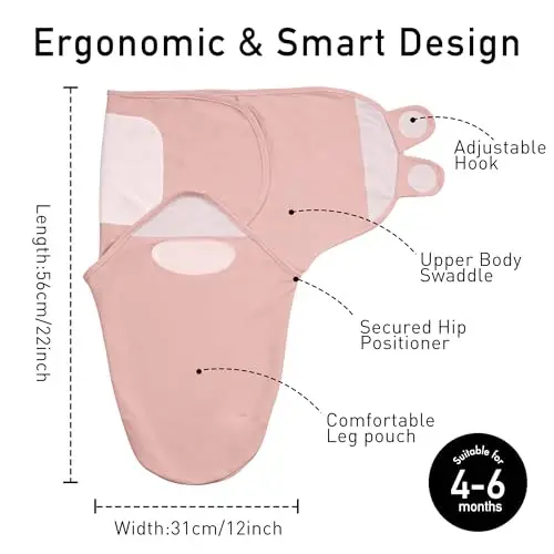 GLLQUEN BABY Swaddles for Newborns Organic Cotton, Soft Baby Girl Swaddles 3-6 Months, Reduce Startle Reflex Womb-Like Sleep Sack Wrap Nursery Swaddling Blankets Mauve Blush Dusty Rose - 5