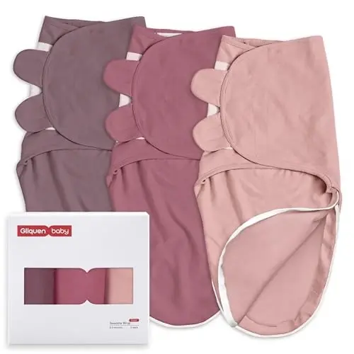 GLLQUEN BABY Swaddles for Newborns, Soft, Smooth & Gentle Wear, Baby Girl Swaddles 0-3 Months, Reduce Startle Reflex Womb-Like Sleep Sack Wrap Blankets Pink Blush Dusty Rose - 1