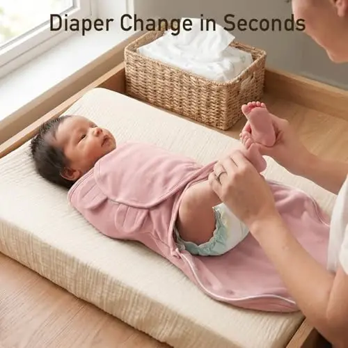 GLLQUEN BABY Swaddles for Newborns, Soft, Smooth & Gentle Wear, Baby Girl Swaddles 0-3 Months, Reduce Startle Reflex Womb-Like Sleep Sack Wrap Blankets Pink Blush Dusty Rose - 2