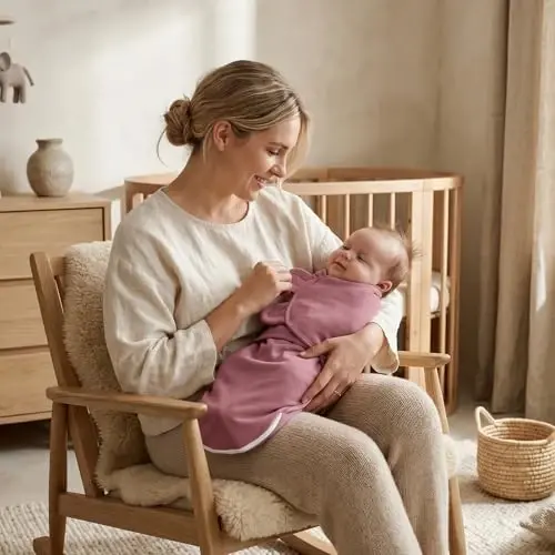 GLLQUEN BABY Swaddles for Newborns, Soft, Smooth & Gentle Wear, Baby Girl Swaddles 0-3 Months, Reduce Startle Reflex Womb-Like Sleep Sack Wrap Blankets Pink Blush Dusty Rose - 3