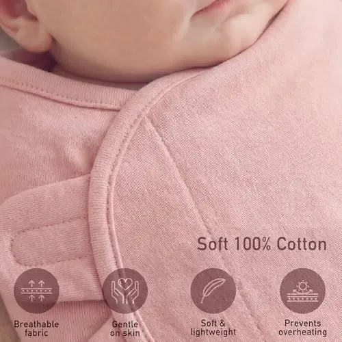 GLLQUEN BABY Swaddles for Newborns, Soft, Smooth & Gentle Wear, Baby Girl Swaddles 0-3 Months, Reduce Startle Reflex Womb-Like Sleep Sack Wrap Blankets Pink Blush Dusty Rose - 4
