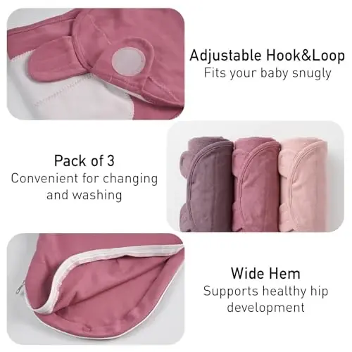 GLLQUEN BABY Swaddles for Newborns, Soft, Smooth & Gentle Wear, Baby Girl Swaddles 0-3 Months, Reduce Startle Reflex Womb-Like Sleep Sack Wrap Blankets Pink Blush Dusty Rose - 6