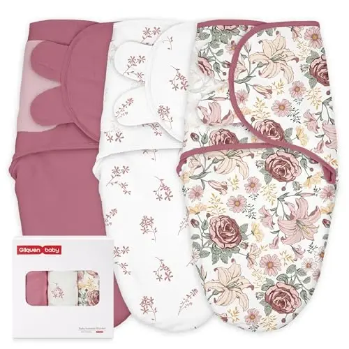 GLLQUEN BABY Swaddles for Newborns Organic Cotton, Soft Baby Girl Swaddles 0-3 Months, Womb-Like Sleep Sack Wrap Nursery Swaddling Blankets Flower 