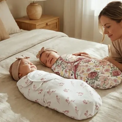 GLLQUEN BABY Swaddles for Newborns Organic Cotton, Soft Baby Girl Swaddles 0-3 Months, Womb-Like Sleep Sack Wrap Nursery Swaddling Blankets Flower - 2