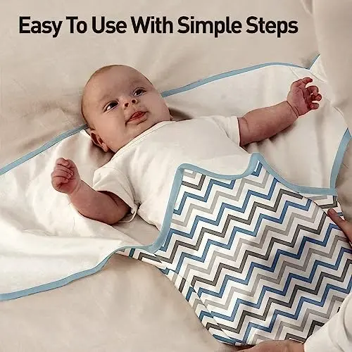 GLLQUEN BABY Swaddles for Newborns Organic Cotton, Soft Baby Boy Swaddles 3-6 Months, Reduce Startle Reflex Womb-Like Sleep Sack Wrap Nursery Swaddling Blankets Blue Elephants - 3