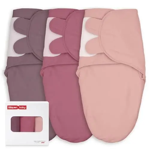 GLLQUEN BABY Swaddles for Newborns Organic Cotton, Soft Baby Girl Swaddles 3-6 Months, Reduce Startle Reflex Womb-Like Sleep Sack Wrap Nursery Swaddling Blankets Mauve Blush Dusty Rose 