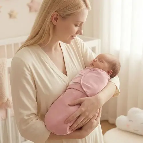 GLLQUEN BABY Swaddles for Newborns Organic Cotton, Soft Baby Girl Swaddles 3-6 Months, Reduce Startle Reflex Womb-Like Sleep Sack Wrap Nursery Swaddling Blankets Mauve Blush Dusty Rose - 2