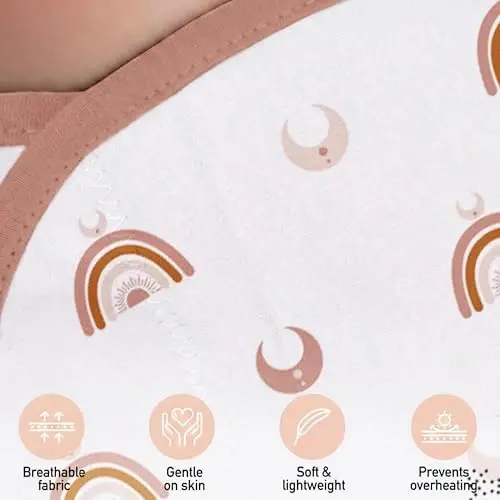 GLLQUEN BABY 3-Pack Organic Baby Swaddle Sleep Sacks for Newborn - Baby Swaddles 0-3 Months, Newborn Swaddling Sack, Rainbow & Sun, Infant Swaddle Blanket Wrap (Small/Medium) - 2