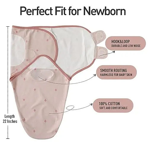 GLLQUEN BABY Swaddles for Newborns Organic Cotton, Soft Baby Girl Swaddles 0-3 Months, Womb-Like Sleep Sack Wrap Nursery Swaddling Blankets Rainbow & Sunshine - 5