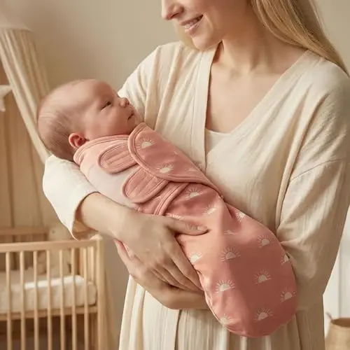 GLLQUEN BABY 3-Pack Organic Baby Swaddle Sleep Sacks for Newborn - Baby Swaddles 0-3 Months, Newborn Swaddling Sack, Rainbow & Sun, Infant Swaddle Blanket Wrap (Small/Medium) - 3
