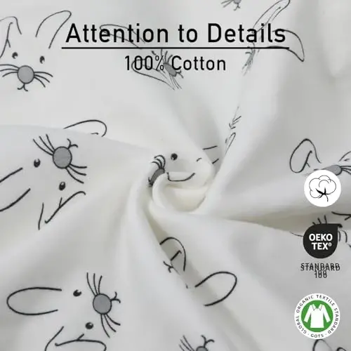 GLLQUEN BABY 3 Pack Newborn Swaddle - Baby Swaddle 0-3 Months for Baby Boys and Grils, Adjustable Sleep Sack for Newborns, Stripes & Bunnies, Swaddling Blankets - 3