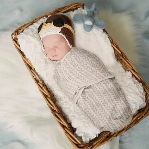 GLLQUEN BABY 3 Pack Newborn Swaddle - Baby Swaddle 0-3 Months for Baby Boys and Grils, Adjustable Sleep Sack for Newborns, Stripes & Bunnies, Swaddling Blankets - 2