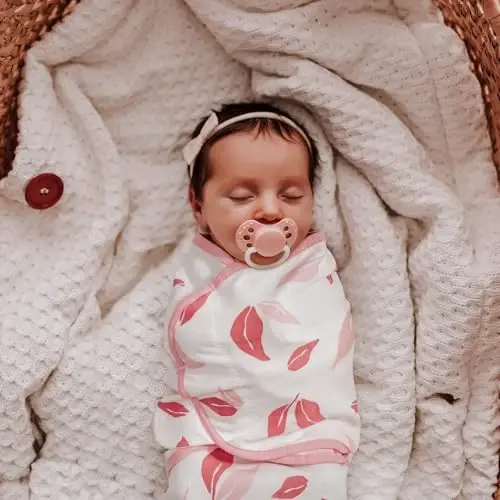 GLLQUEN BABY Swaddles for Newborns Organic Cotton, Soft Baby Girl Swaddles 0-3 Months, Womb-Like Sleep Sack Wrap Nursery Swaddling Blankets Pink Florals - 3