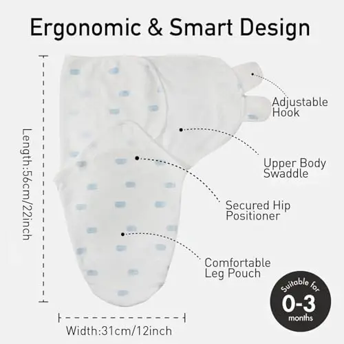 GLLQUEN BABY Swaddle 0-3 Months - 3 Pack Swaddles for Newborn, Adjustable Newborn Swaddling Wrap for Baby Boys and Girls, Swaddle Blanket Sleep Sack, Dinosaur & World, Easy Change - 5