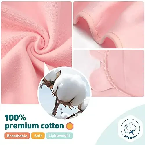 GLLQUEN BABY Swaddle Blankets for Baby Girls, Orange Pink Feather & Wave Point, 3 Pack Wrap Set, Newborn Adjustable Swaddles Sleep Sack, 0-3 Months (Small/Medium) - 3