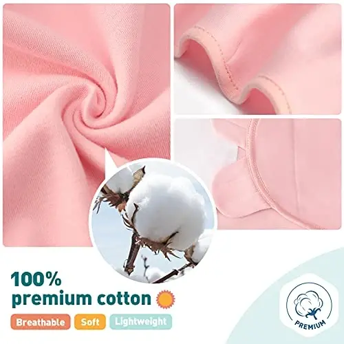 GLLQUEN BABY Swaddle Blankets for Baby Girls, Orange Pink Feather & Wave Point, 3 Pack Wrap Set, Newborn Adjustable Swaddles Sleep Sack, 0-3 Months (Small/Medium) - 3