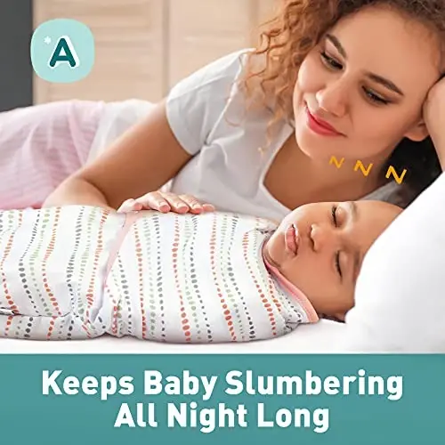 GLLQUEN BABY Swaddle Blankets for Baby Girls, Orange Pink Feather & Wave Point, 3 Pack Wrap Set, Newborn Adjustable Swaddles Sleep Sack, 0-3 Months (Small/Medium) - GLLQUEN BABY (1)