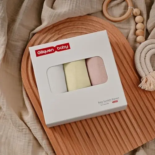 GLLQUEN BABY Swaddle Blankets for Baby Girl & Boy, Easy Adjustable Sleep Sack, Newborn Swaddles for 0-3 Months, Baby Sleep Sack, Pink & Yellow Tone, Swaddling Blankets 3 Pack Wrap Set - 5