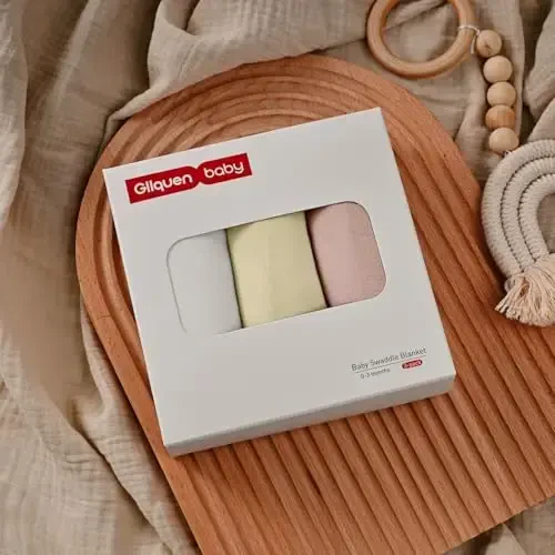 GLLQUEN BABY Swaddle Blankets for Baby Girl & Boy, Easy Adjustable Sleep Sack, Newborn Swaddles for 0-3 Months, Baby Sleep Sack, Pink & Yellow Tone, Swaddling Blankets 3 Pack Wrap Set - 5