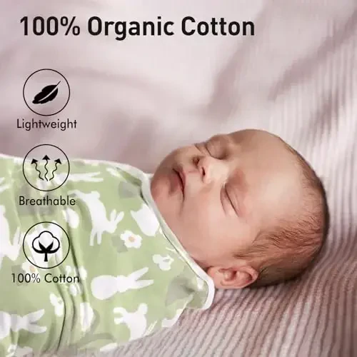 GLLQUEN BABY Swaddle Blanket Sleep Sacks for Newborn - Baby Swaddles 0-3 Months, 3-Pack Newborn Swaddling Sack, Cute Rabbit,Swaddle Wrap, Baby Essentials, Registry & Gift (Small/Medium) - 2