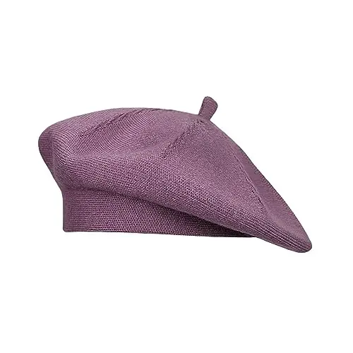 Gllutt CasModazoneere Beret Hat French Style Stretchy Knitting Solid Color Both Side Usable - 1