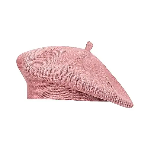 Gllutt CasModazoneere Beret Hat French Style Stretchy Knitting Solid Color Both Side Usable 