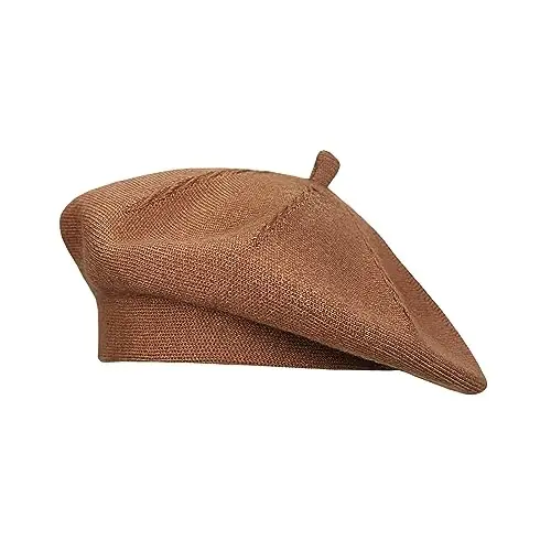 Gllutt CasModazoneere Beret Hat French Style Stretchy Knitting Solid Color Both Side Usable - 1