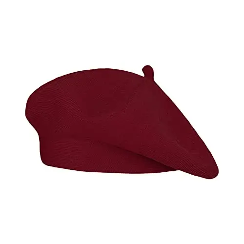 Gllutt CasModazoneere Beret Hat French Style Stretchy Knitting Solid Color Both Side Usable 