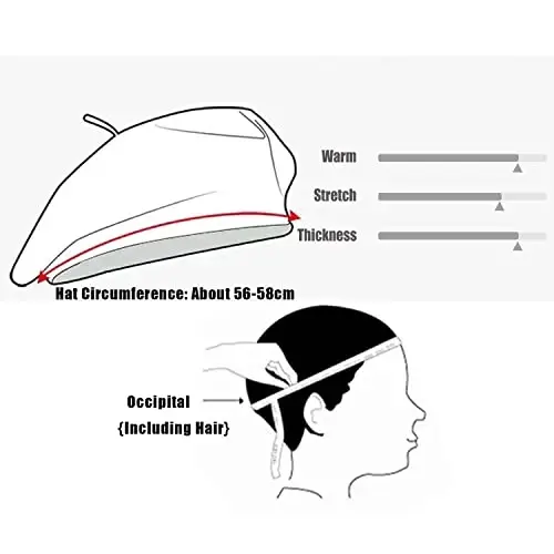 Gllutt CasModazoneere Beret Hat French Style Stretchy Knitting Solid Color Both Side Usable - 7