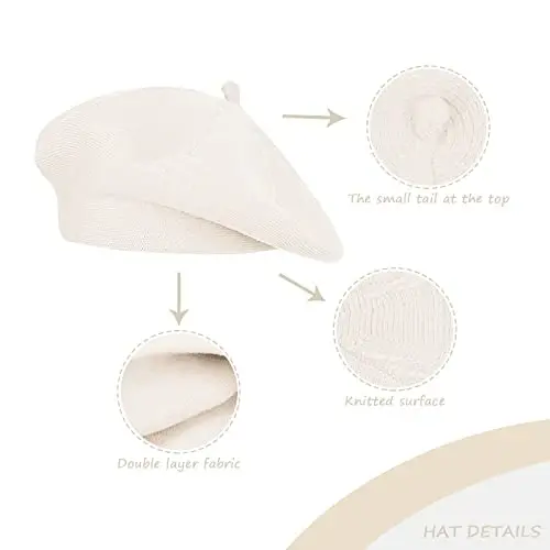 Gllutt CasModazoneere Beret Hat French Style Stretchy Knitting Solid Color Both Side Usable - 5