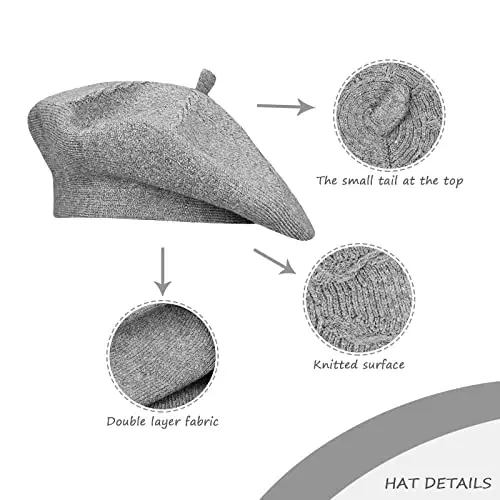 Gllutt CasModazoneere Beret Hat French Style Stretchy Knitting Solid Color Both Side Usable - 4