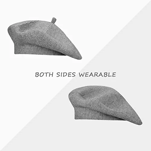 Gllutt CasModazoneere Beret Hat French Style Stretchy Knitting Solid Color Both Side Usable - 6