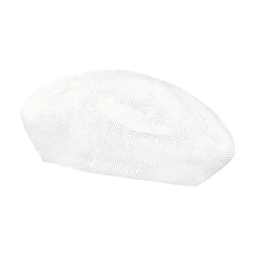 Gllutt Summer Knitted Thin Beret Hat for Women Size Adjustable French Style Solid Color - Gllutt (1)