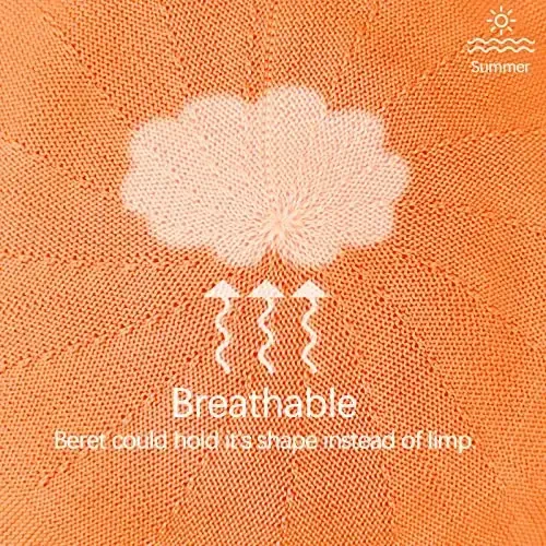 Gllutt Summer Knitted Thin Beret Hat for Women Size Adjustable French Style Solid Color - 4