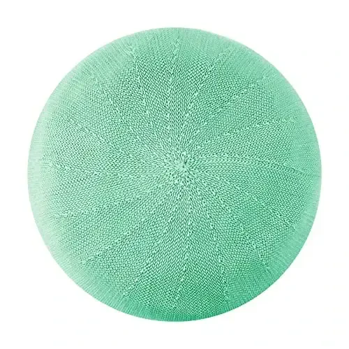 Gllutt Summer Knitted Thin Beret Hat for Women Size Adjustable French Style Solid Color - 1