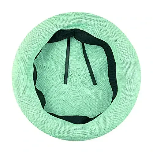 Gllutt Summer Knitted Thin Beret Hat for Women Size Adjustable French Style Solid Color - 2