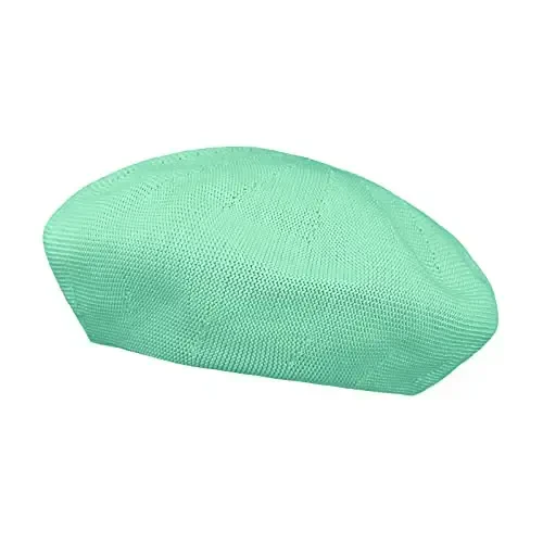 Gllutt Summer Knitted Thin Beret Hat for Women Size Adjustable French Style Solid Color - 3
