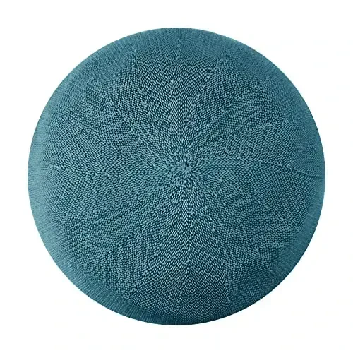 Gllutt Summer Knitted Thin Beret Hat for Women Size Adjustable French Style Solid Color - 1