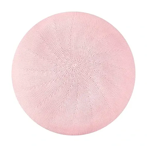 Gllutt Summer Knitted Thin Beret Hat for Women Size Adjustable French Style Solid Color - 1