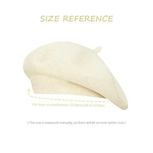 Gllutt Summer Knitted Thin Beret Hat for Women Slouchy Hat French Style Loose Soft Solid Color - 3