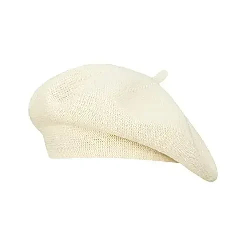 Gllutt Summer Knitted Thin Beret Hat for Women Slouchy Hat French Style Loose Soft Solid Color - 5
