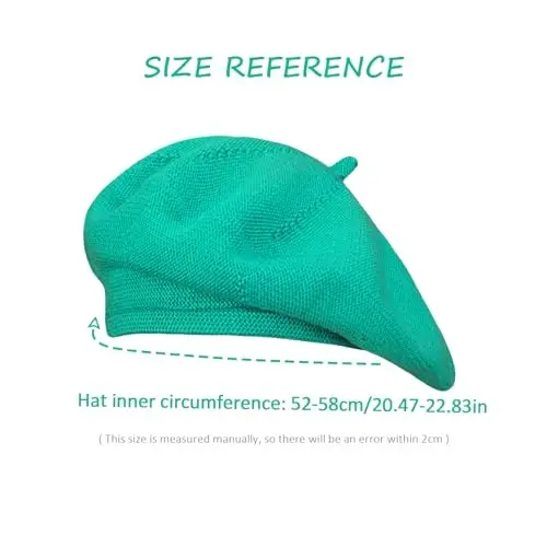Gllutt Summer Knitted Thin Beret Hat for Women Slouchy Hat French Style Loose Soft Solid Color - 5