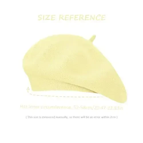 Gllutt Summer Knitted Thin Beret Hat for Women Slouchy Hat French Style Loose Soft Solid Color - 5