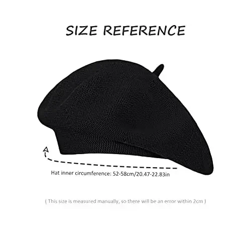 Gllutt Summer Knitted Thin Beret Hat for Women Slouchy Hat French Style Loose Soft Solid Color - 4