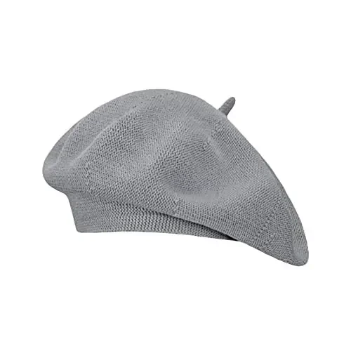 Gllutt Summer Knitted Thin Beret Hat for Women Slouchy Hat French Style Loose Soft Solid Color 