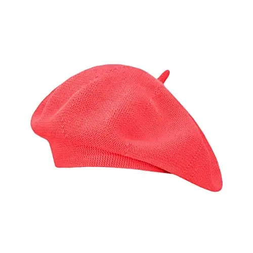Gllutt Summer Knitted Thin Beret Hat for Women Slouchy Hat French Style Loose Soft Solid Color - 1