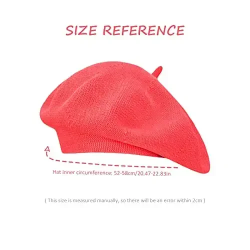 Gllutt Summer Knitted Thin Beret Hat for Women Slouchy Hat French Style Loose Soft Solid Color - 4