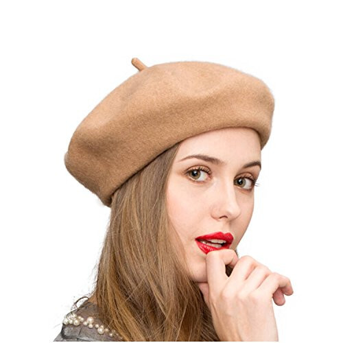 Gllutt Women Wool Beret Hat French Style Solid Color - 13