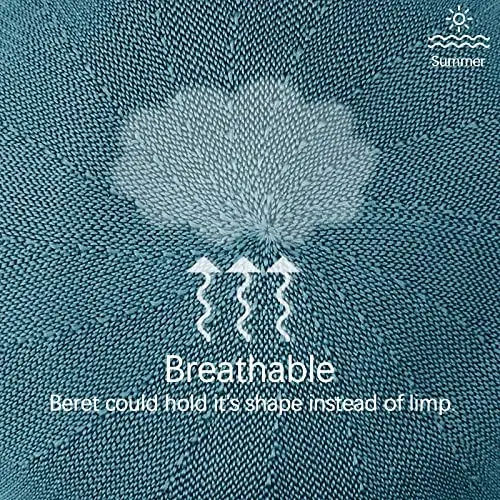 Gllutt Summer Knitted Thin Beret Hat for Women Size Adjustable French Style Solid Color - 6