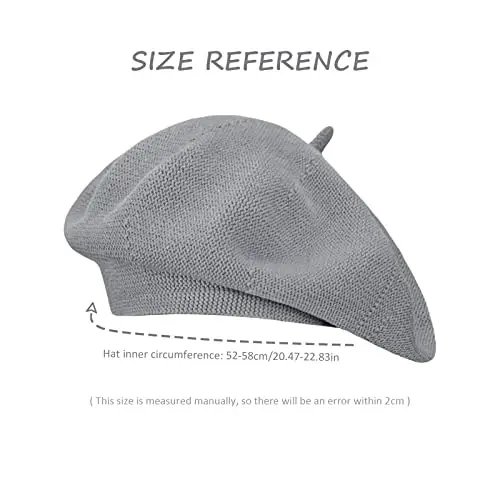 Gllutt Summer Knitted Thin Beret Hat for Women Slouchy Hat French Style Loose Soft Solid Color - 4